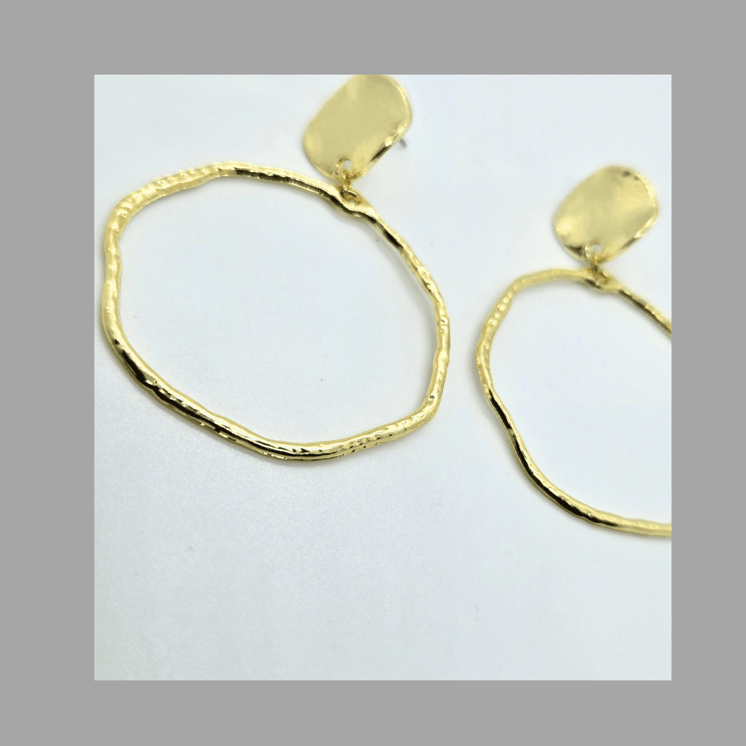 Boho Edge Gold Hoops | Hammered Earrings