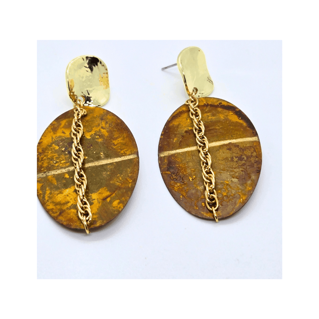 Patina Painted Dangles | Brown | Gold | Vintage - Jiana Deon