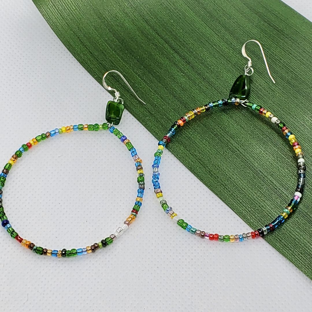 Bursting Multi-Color Hoops | Beaded Hoop Earrings | Spring & Summer Jewelry