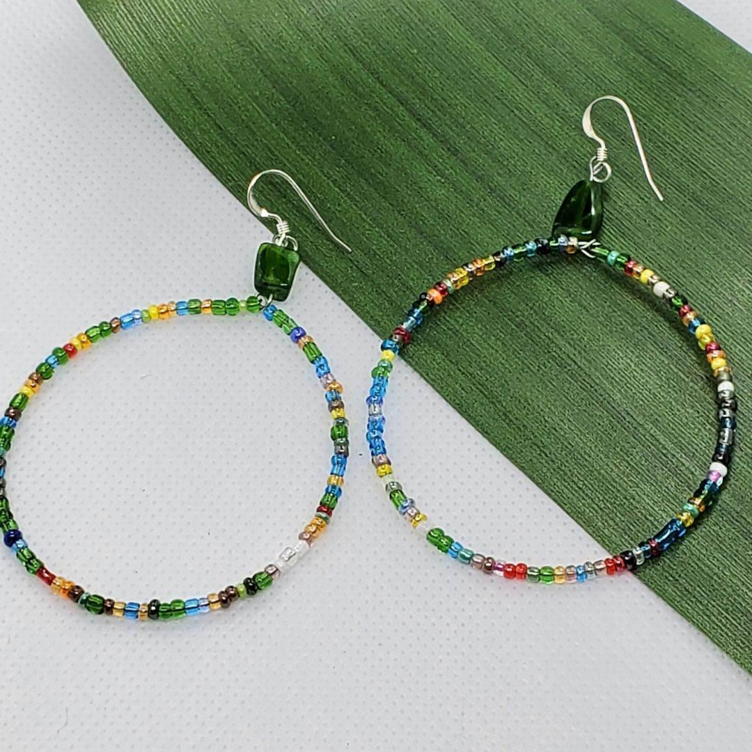 Bursting Multi-Color Hoops | Beaded Hoop Earrings | Spring & Summer Jewelry - Jiana Deon
