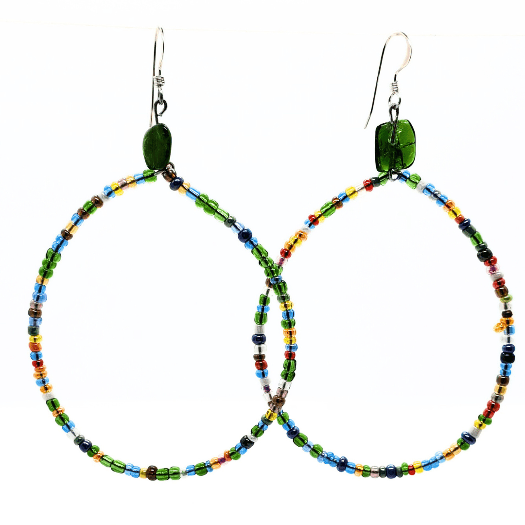 Bursting Multi-Color Hoops | Beaded Hoop Earrings | Spring & Summer Jewelry - Jiana Deon