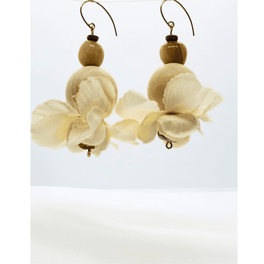 Soft Flower Dangle Earrings | Statement Floral Earrings | Boho Chic - Jiana Deon