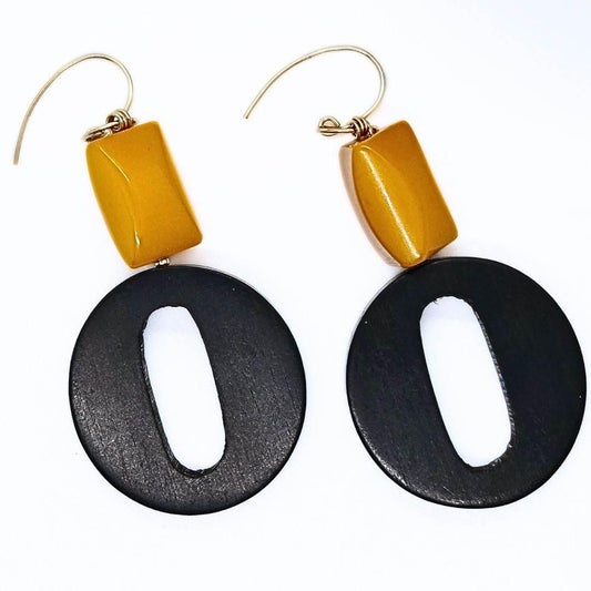Midnight Sun Earrings | Earthy Statement Earrings | Wood & Gemstone - Jiana Deon