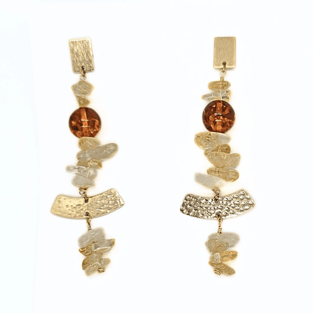 Sirena Earrings: Citrine & Gold Dangle Earrings - Jiana Deon