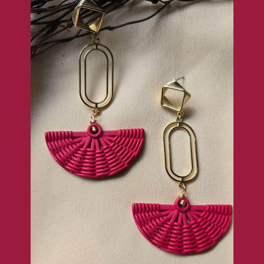Fan Fuchsia Earrings | Lightweight | Colorful - Jiana Deon