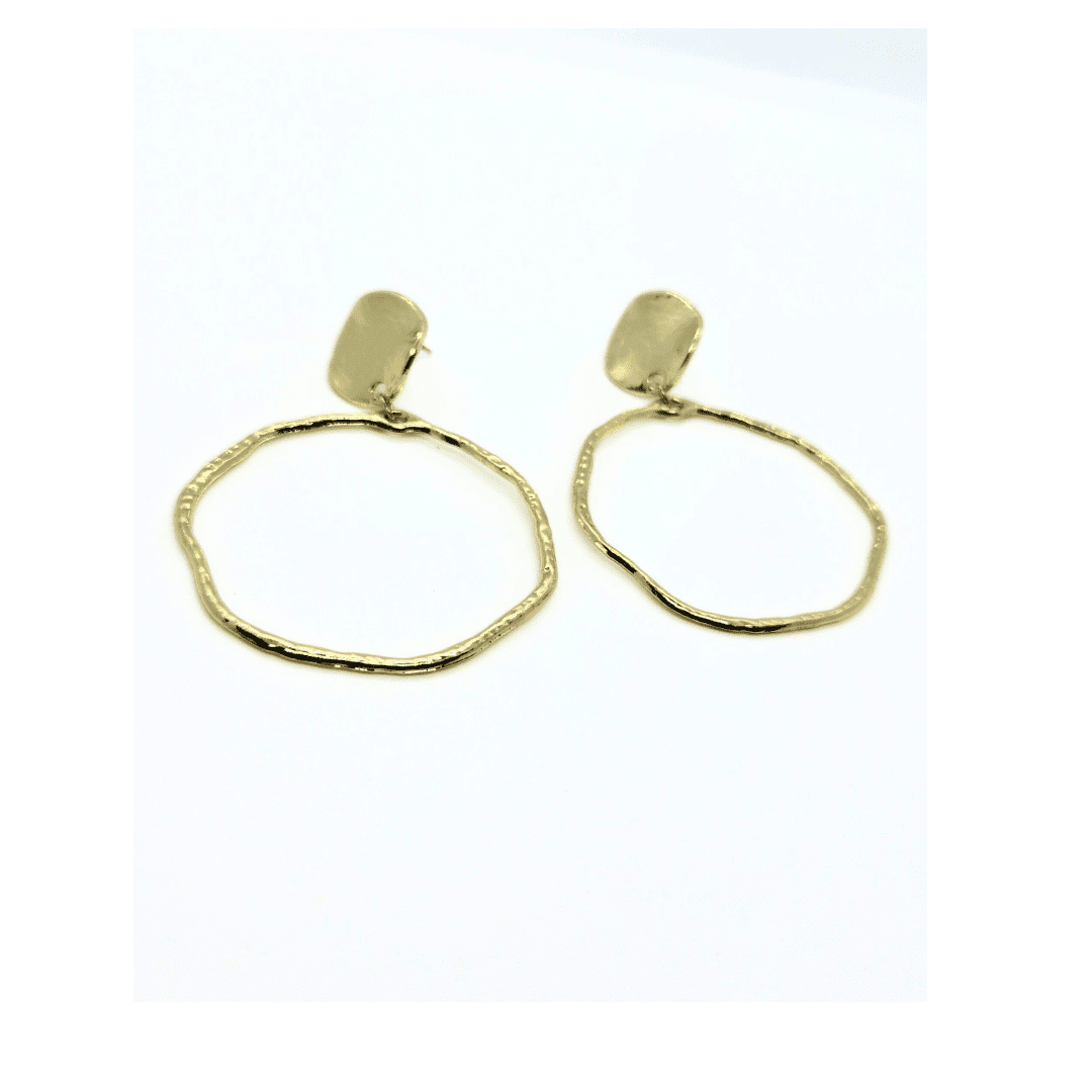 Boho Edge Gold Hoops | Hammered Earrings