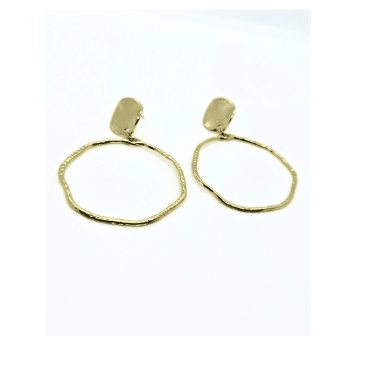 Boho Edge Gold Hoops | Hammered Earrings - Jiana Deon