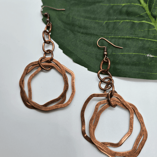 Vintage Copper Dangle Earrings | Boho Chic Jewelry | Statement Earrings - Jiana Deon