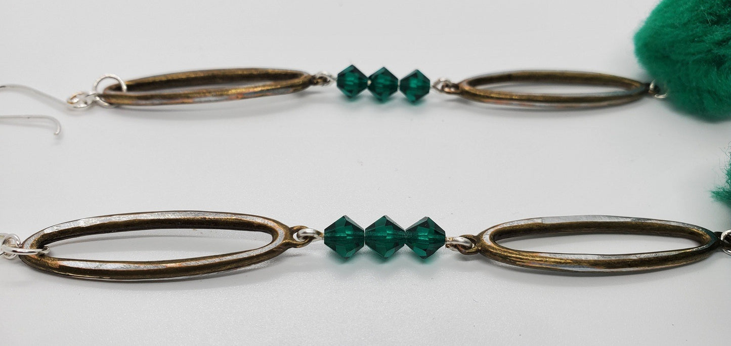 Emerald Pom Pom Dangles