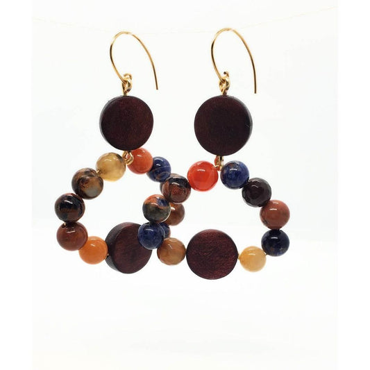 Color Coin Dangle Earrings | Boho Statement Earrings | Jasper & Disc Coins | Gift - Jiana Deon