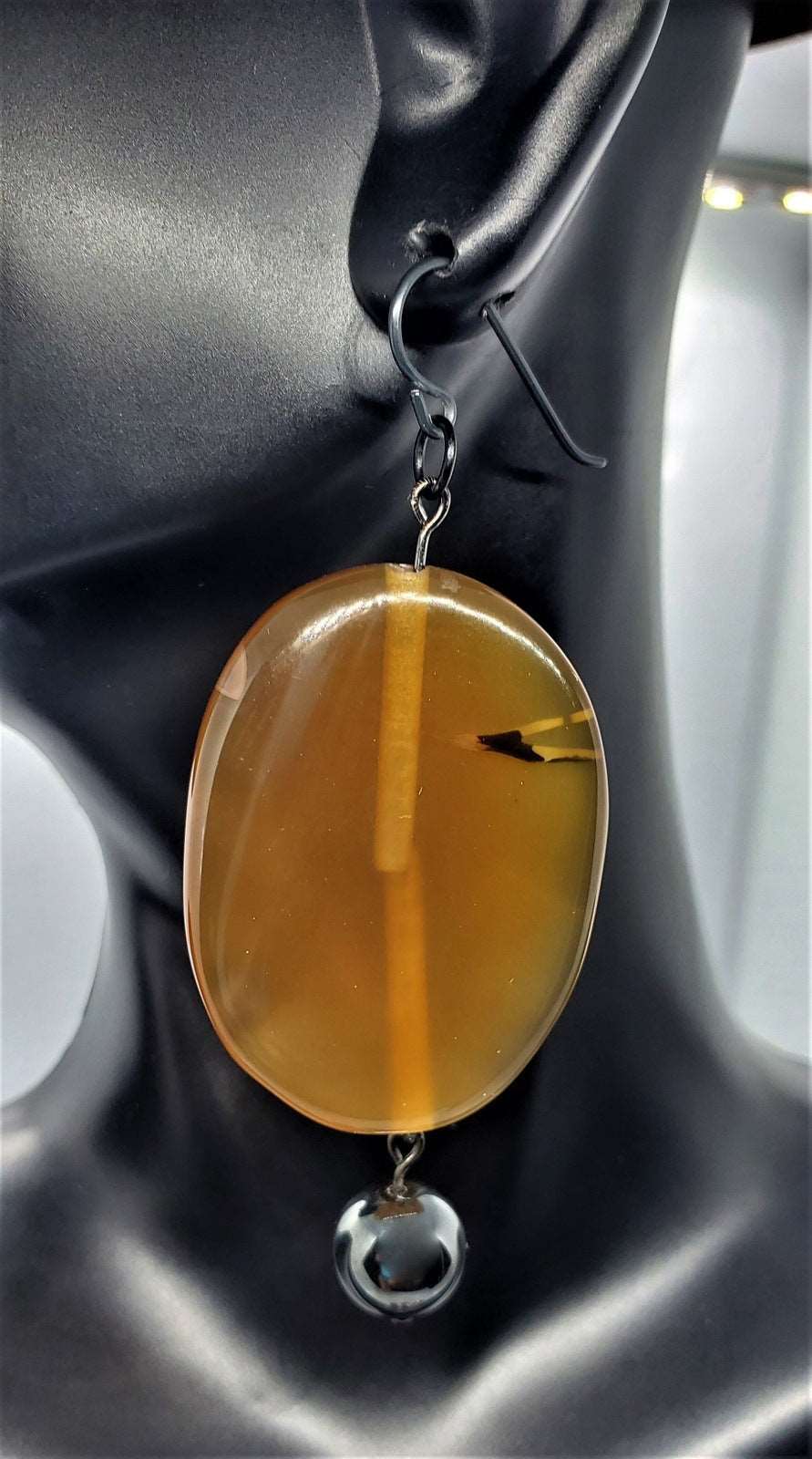 Earrings for women, Earthy Dangles, handmade earring side bust view