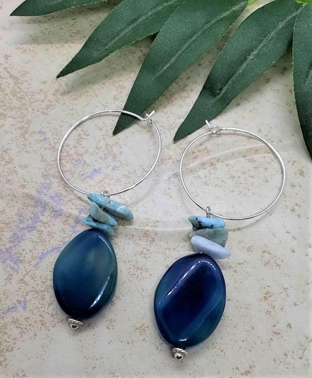 LaBlue Earrings | Blue Larimar & Agate Earrings | Beach Jewelry | Vacation Style - Jiana Deon