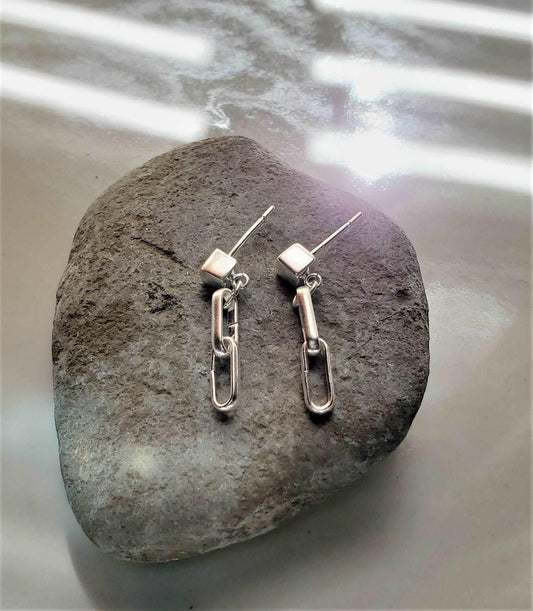 Men's Cube Link Earrings - Jiana Deon