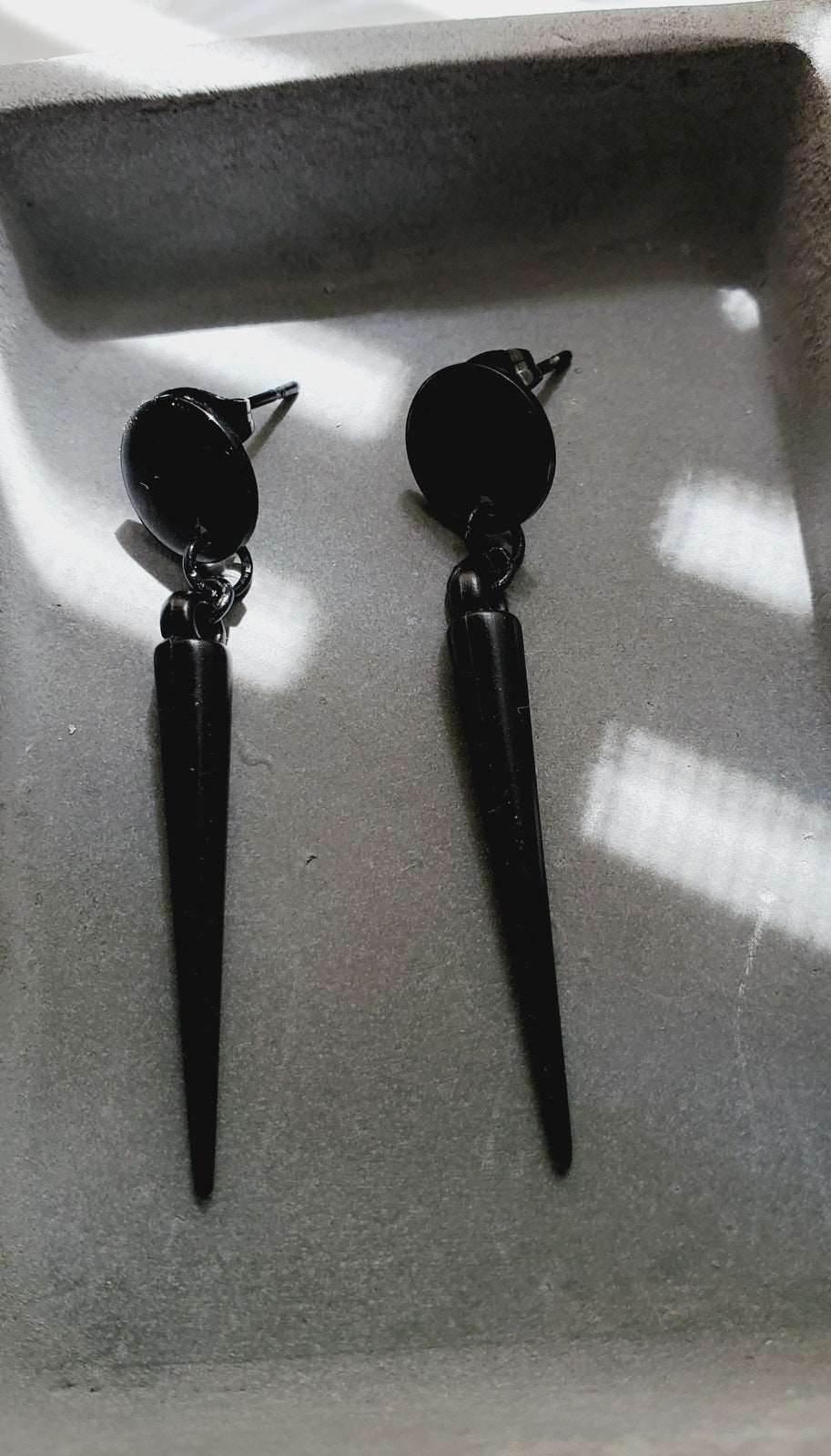Men's Spike Studs | Edgy Black Spike Earrings | Statement Jewelry - Jiana Deon