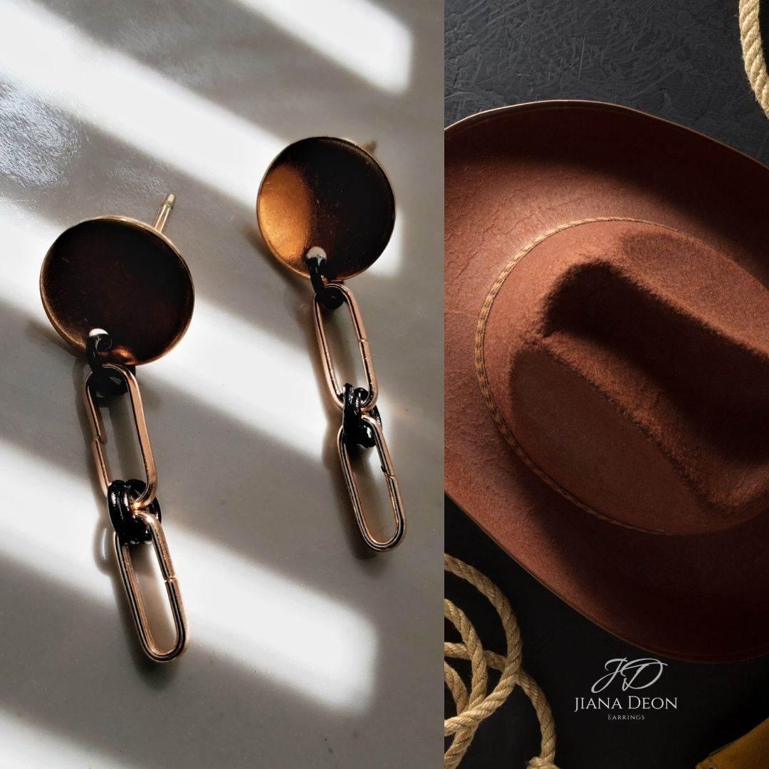 Men's Rose Gold Link Studs | Modern & Sophisticated | Timeless Style - Jiana Deon