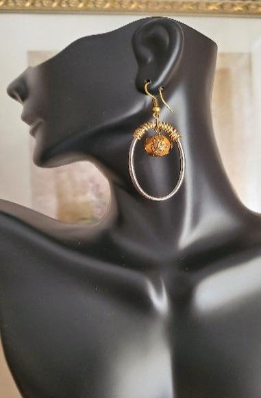 Handmade earrings, Broken Brass Gunmetal Earrings, Earrings on a bust