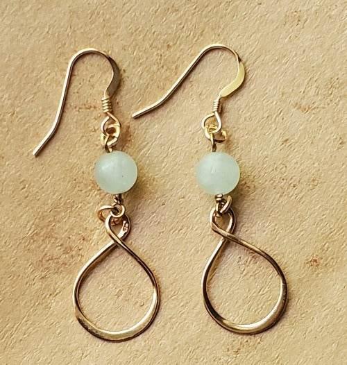 Eternity Dangle Earrings | Rose Gold & Aqua Gemstone Earrings | Timeless & Versatile - Jiana Deon