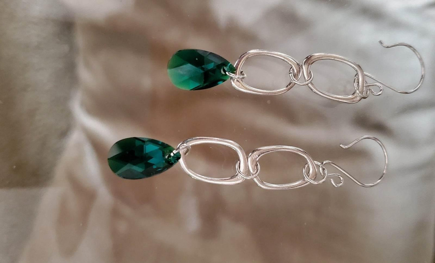 Emerald Shimmer Dangle Earrings | Swarovski Crystal Statement Earrings | Elegant & Bold - Jiana Deon