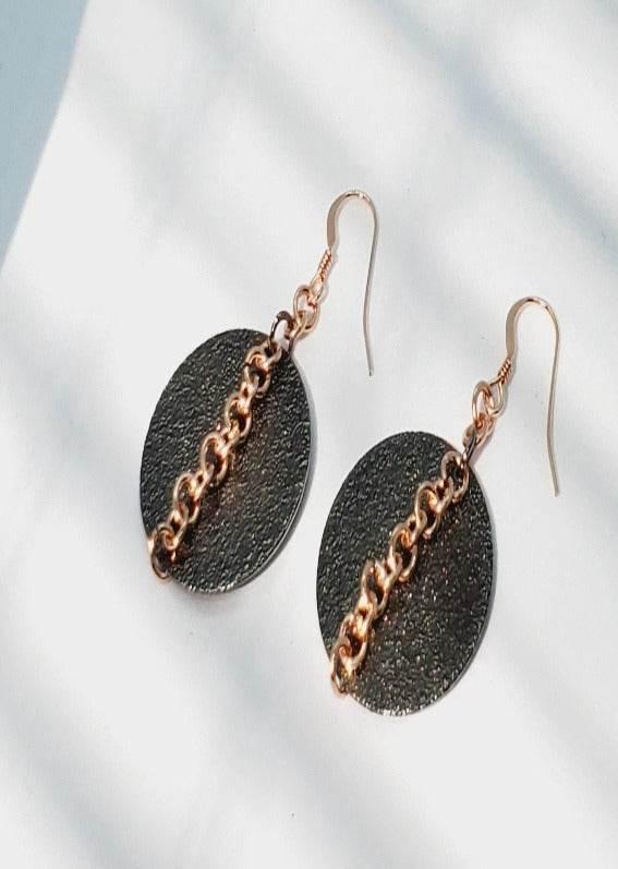 Rose Gold Chain Dangle Earrings | Statement Earrings | Versatile Style - Jiana Deon