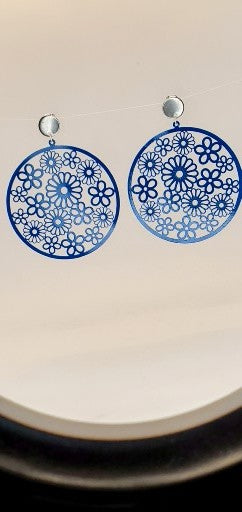 Flowery Disc Earrings