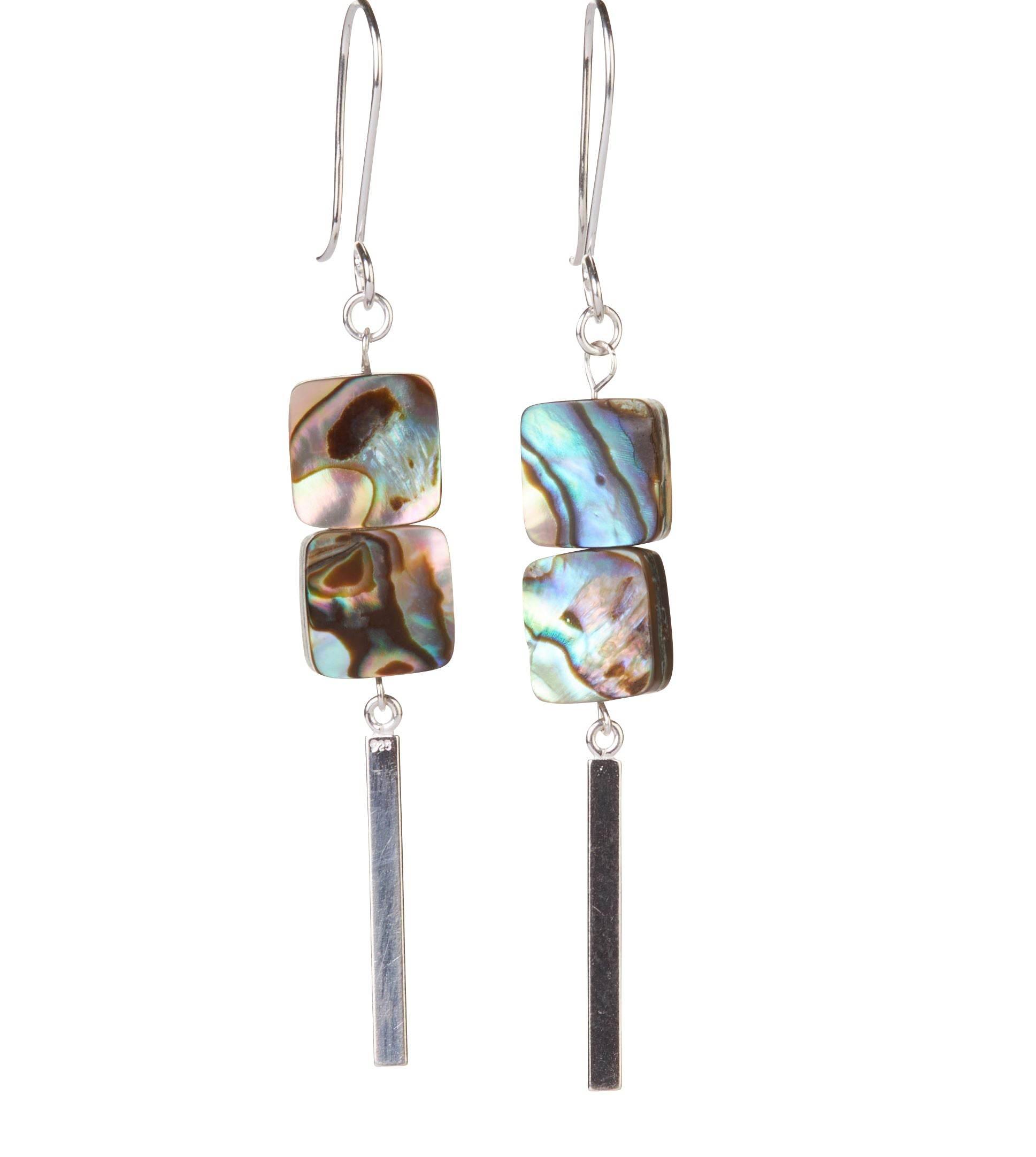 Kai Dangle Earrings | Paua Shell & Sterling Silver Earrings | Bold & Beautiful Style - Jiana Deon