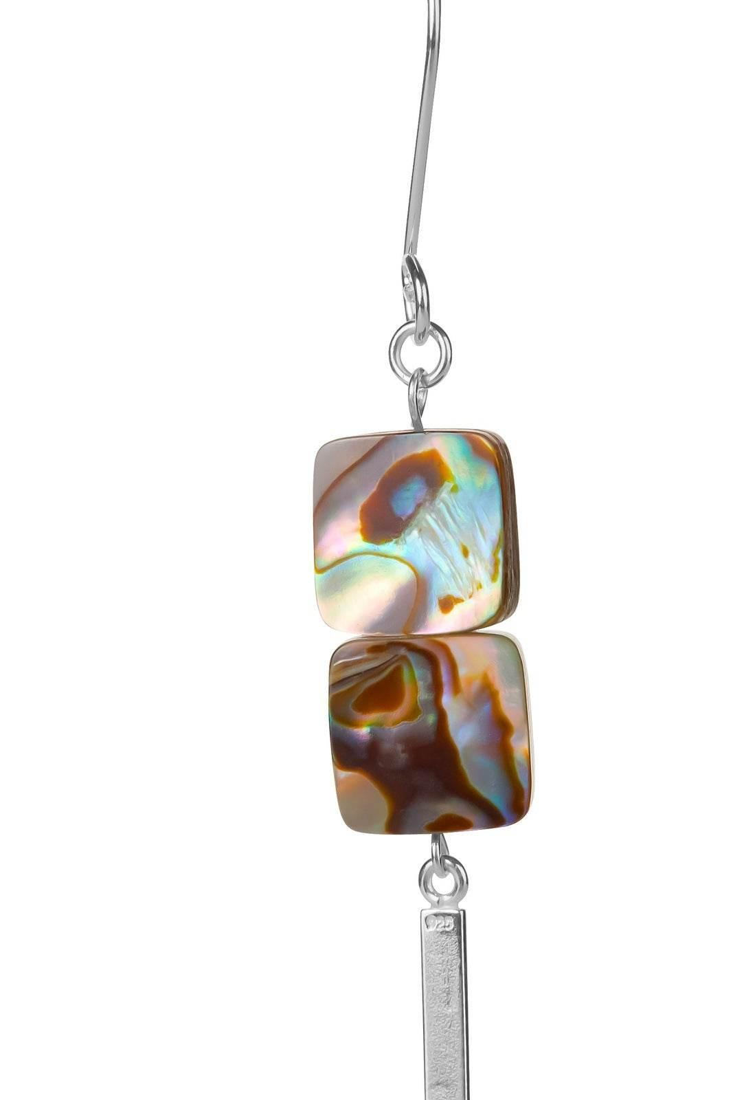Kai Dangle Earrings | Paua Shell & Sterling Silver Earrings | Bold & Beautiful Style - Jiana Deon