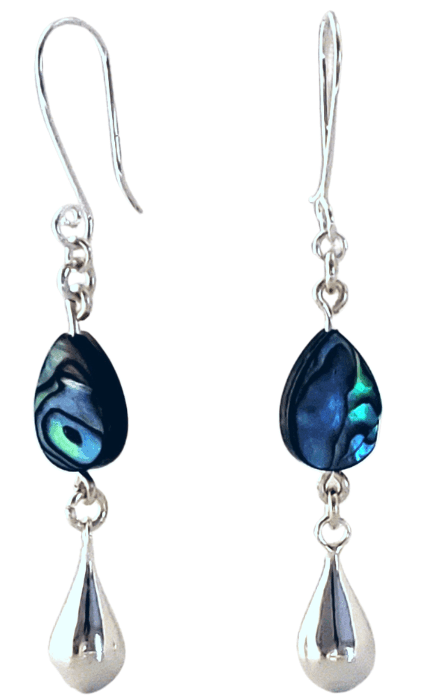 Kayla Dangle Earrings | Paua Shell Teardrop Earrings | Sterling Silver - Jiana Deon