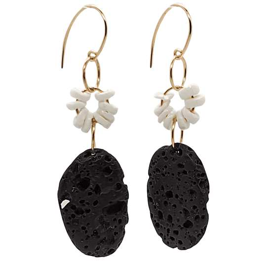 Lava Earrings photo, black and white earrings, handmade earrings, earrings for women, Jiana deon  brand, Leal Dangle Earrings