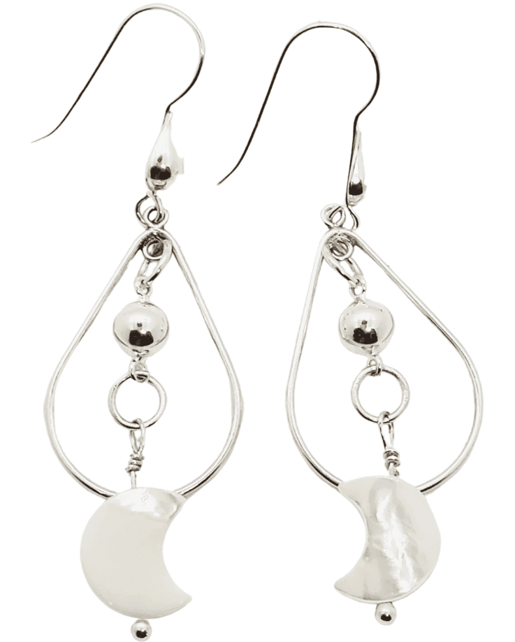 Mae Dangle Earrings | Mother of Pearl Chandelier Earrings | Sterling Silver | Versatile Style - Jiana Deon