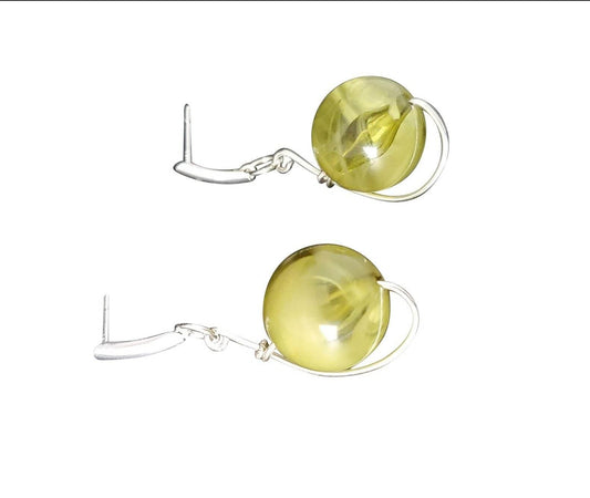 Margreen Dangle Drop Earrings | Marble Green & Sterling Silver | Versatile Style | Gift - Jiana Deon