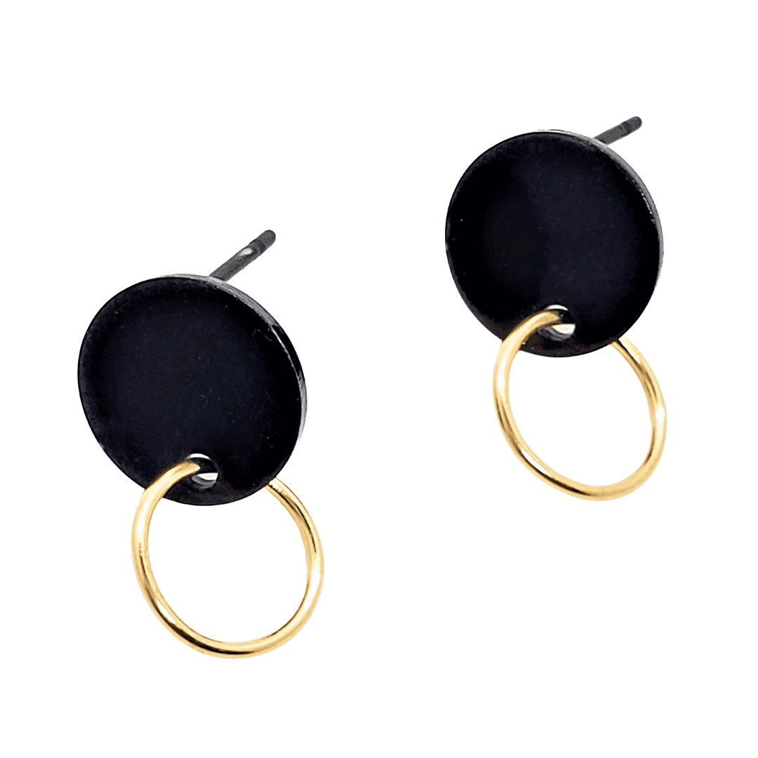 Men's Black & Gold Ring Studs | Minimalist & Sophisticated | Timeless Style - Unsex - Jiana Deon