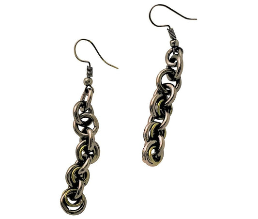 Milla Dangle Earrings | Gunmetal & Olive Chain Earrings | Statement Style - Jiana Deon