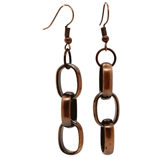 Trio Link Earrings | Copper Chain Link Earrings | Bold & Beautiful Style - Jiana Deon