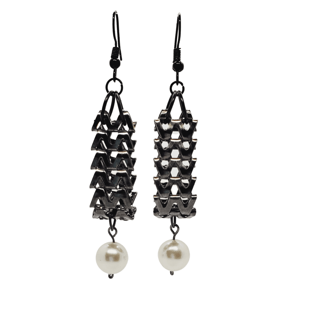 Ziggy Pearl Drop Earrings | Black Lattice Pearl Earrings | Versatile & Chic - Jiana Deon