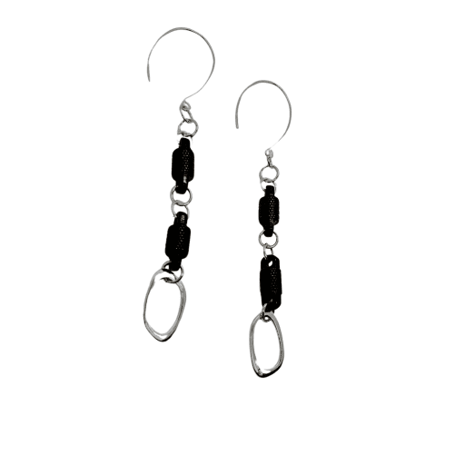 Earrings for Women, Barrel Drop Earrings, Edgy Style, Handmade, Photo on white background