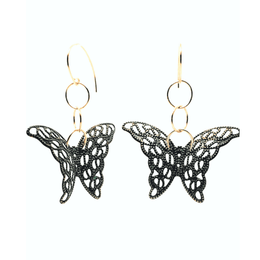 Green Butterfly Dangle Earrings | Symbol of Love & Transformation | Gold Accents | Gift - Jiana Deon