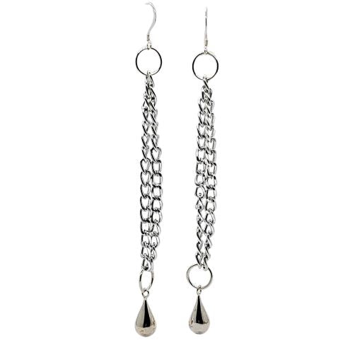 Earrings for women, Chain Teardrop Earrings on white backdrop photo