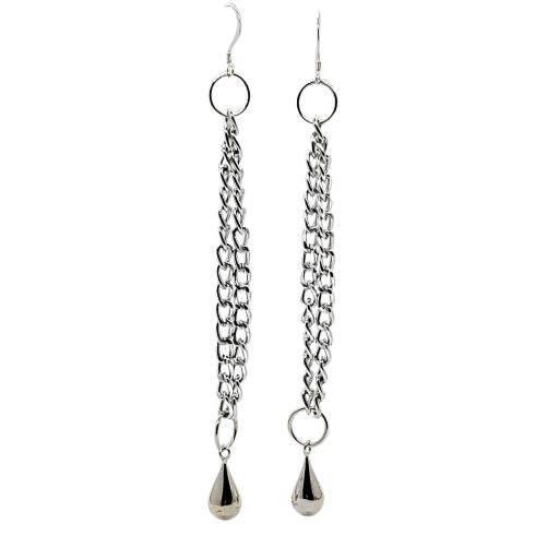 Chain Teardrop Earrings | Aluminum & Sterling Silver Earrings | Modern & Elegant - Jiana Deon
