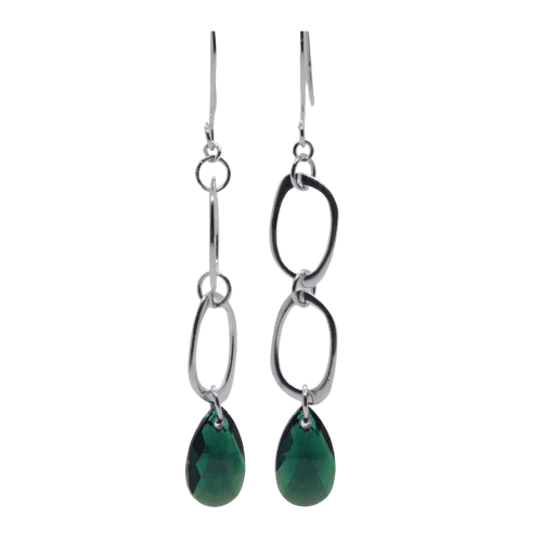 Emerald Shimmer Dangle Earrings | Swarovski Crystal Statement Earrings | Elegant & Bold - Jiana Deon