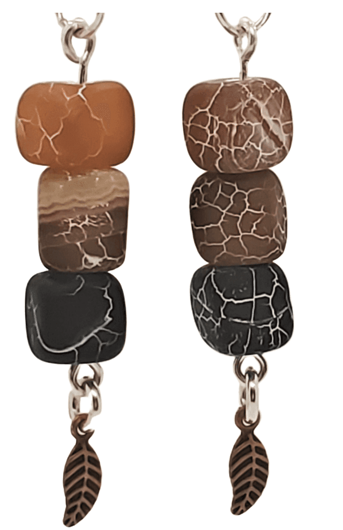 Gyda Dangle Earrings | Agate Dragon Skin Earrings | Healing Crystals | Boho Style - Jiana Deon