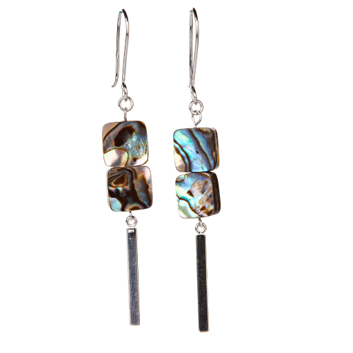 Kai Dangle Earrings | Paua Shell & Sterling Silver Earrings | Bold & Beautiful Style - Jiana Deon