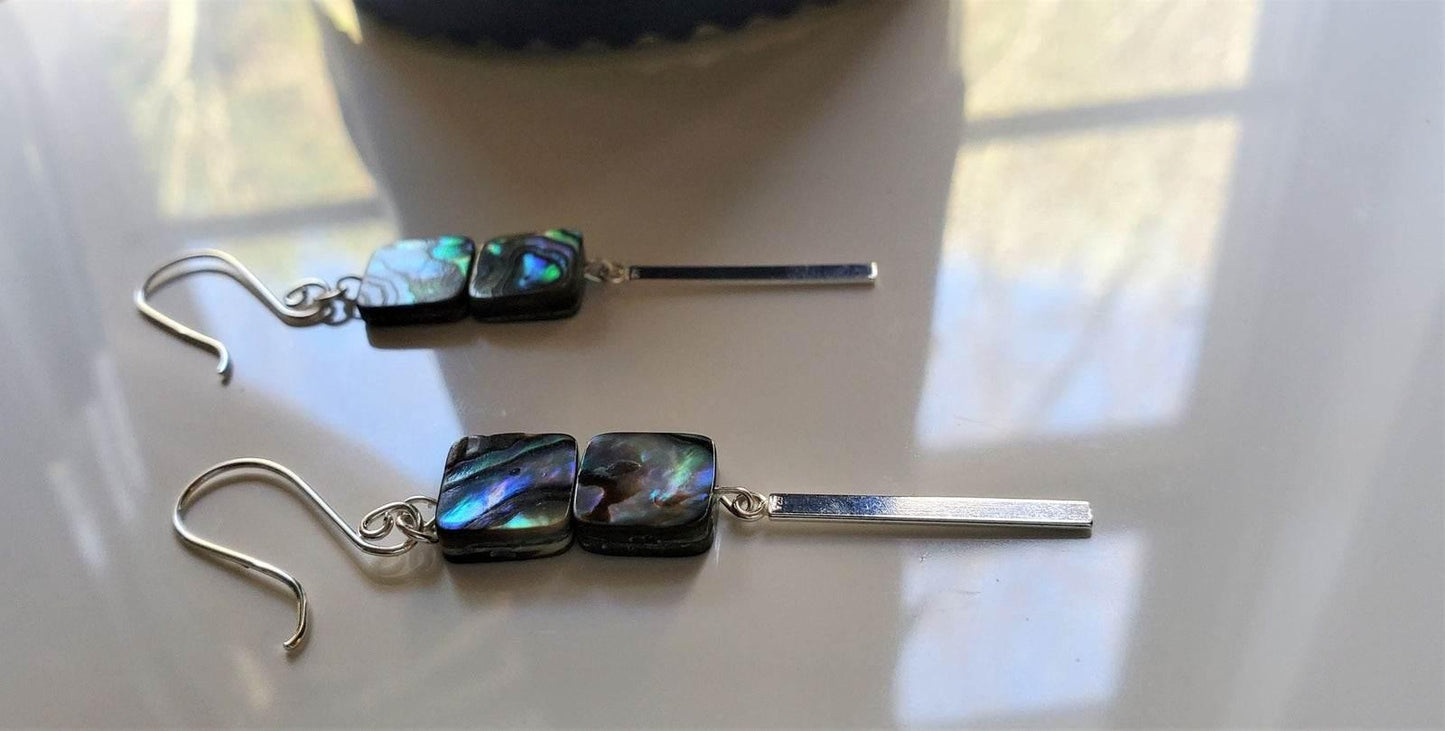 Kai Dangle Earrings | Paua Shell & Sterling Silver Earrings | Bold & Beautiful Style - Jiana Deon