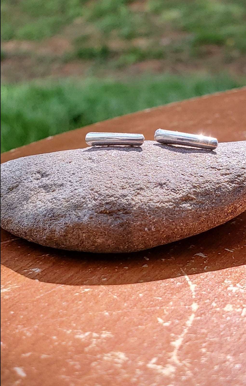 Earrings for Men, Angle Stud Earrings, Handmade, Earring on a Rock