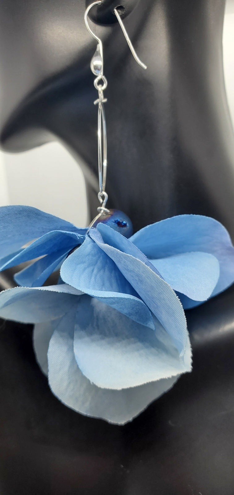 photo of Blue Petal Dangles on bust, earrings for women, handmade earrings by Jiana Deon