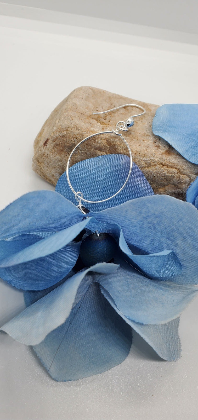 close up photo of Blue Petal Dangles, blue petals, earrings for women