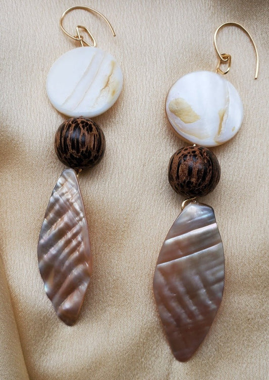 Photo of Island Dangle Earrings handmade by Jiana Deon, earrings for women, vacation earrings, photo of summer earrings, photo of brown and dangle earrings