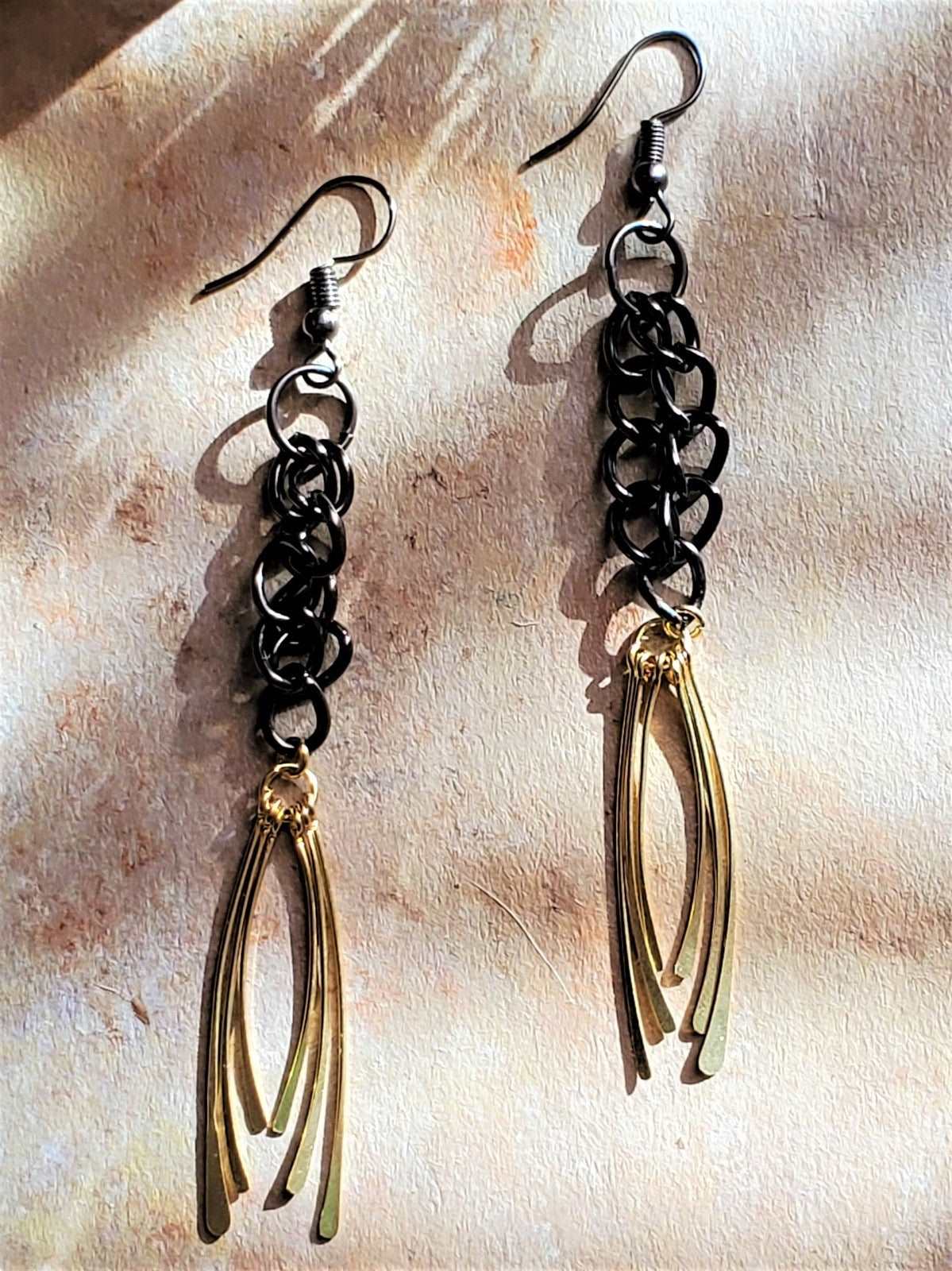 Beautiful earring photo of chain earrings, earrings for women, Gunmetal Chain Tassel Earrings