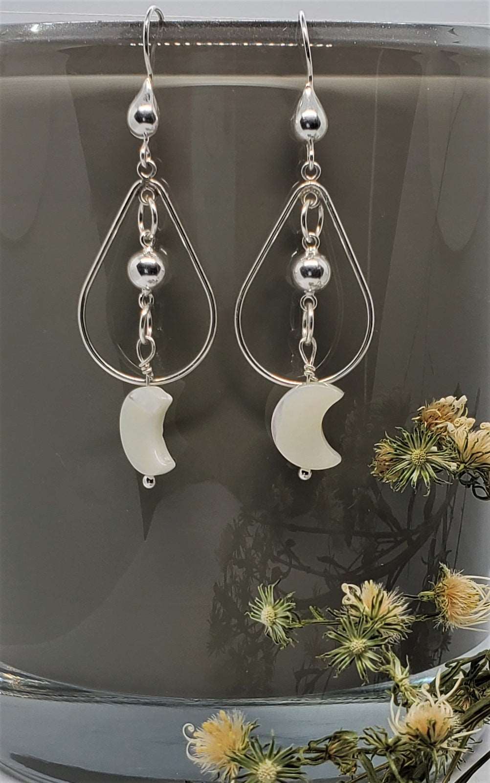 Earrings dangling from a candle, sliver earrings with candle, earrings for women,Mae Drop Earrings