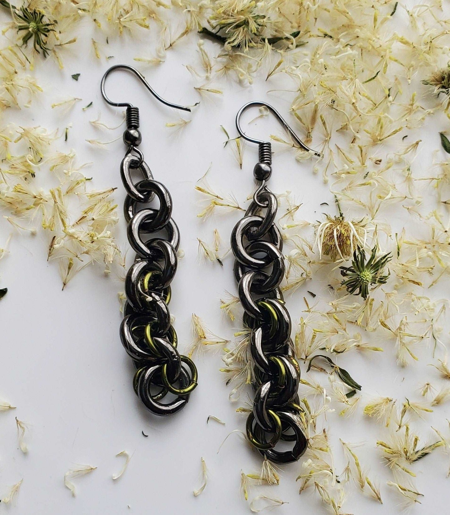 black and green earring photo, handmade earrings, earrings for women, Milla Dangle Earrings