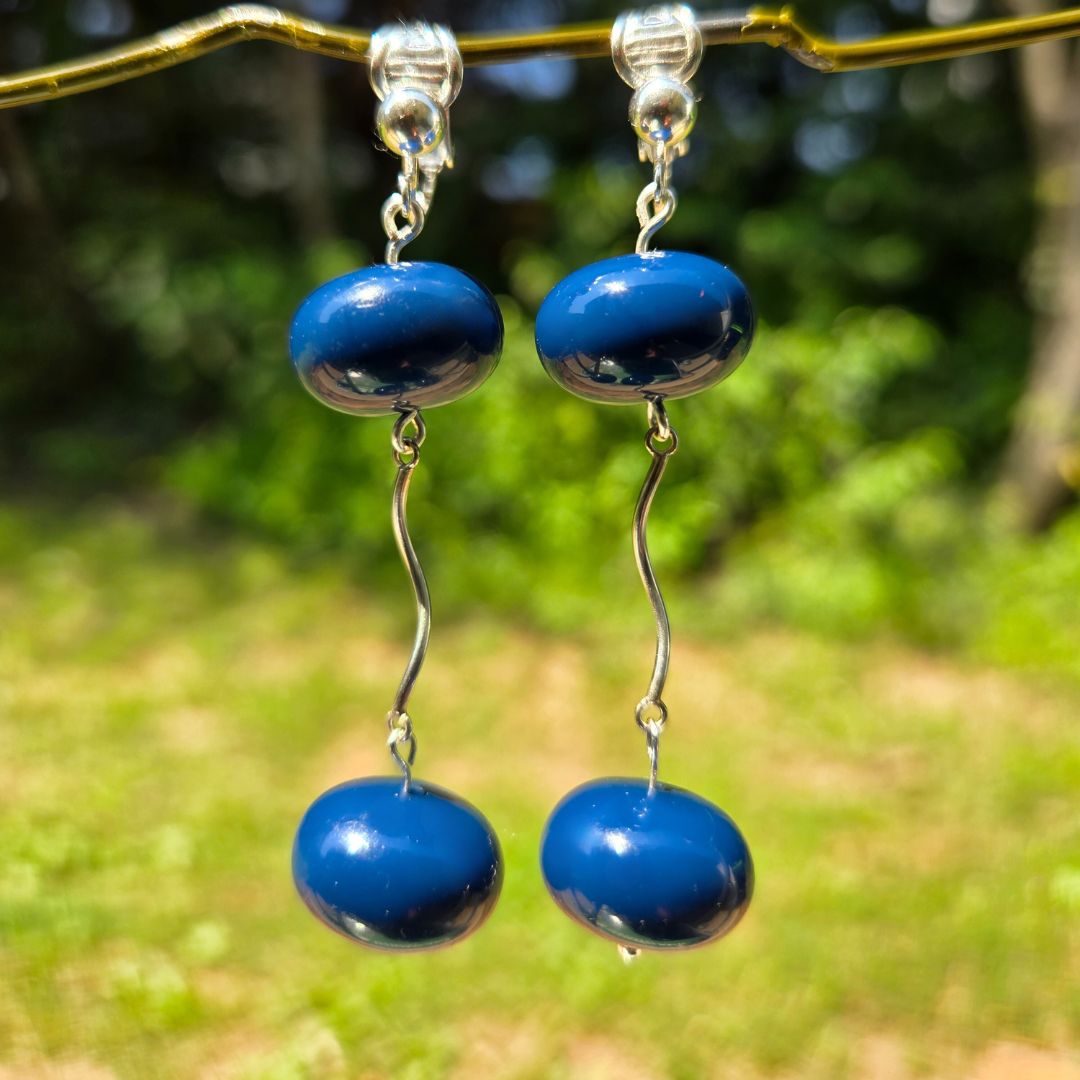 Navy Dream Drop Earrings - Blue